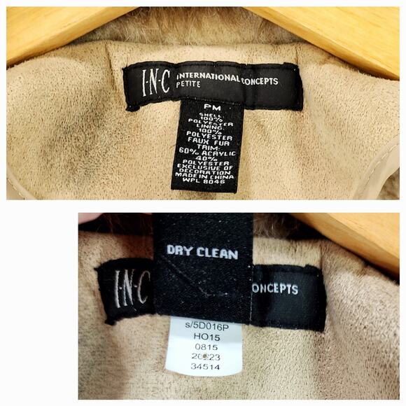 Inc International Concepts PM Faux Fur Jacket Womens Camel Lavish WC Embroidered - Picture 4 of 14
